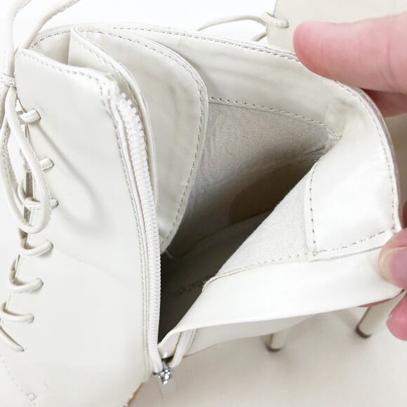 BCBGeneration Womens Haxah Ankle Bootie Size 6.5 Cream Pointed Toe Lace-Up NWOB - Picture 10 of 12